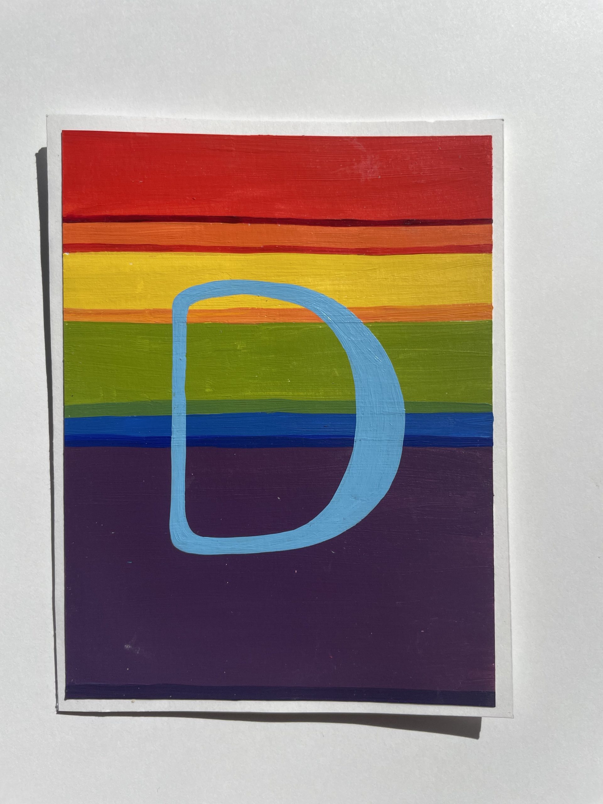 Letter D: Hand-painted card