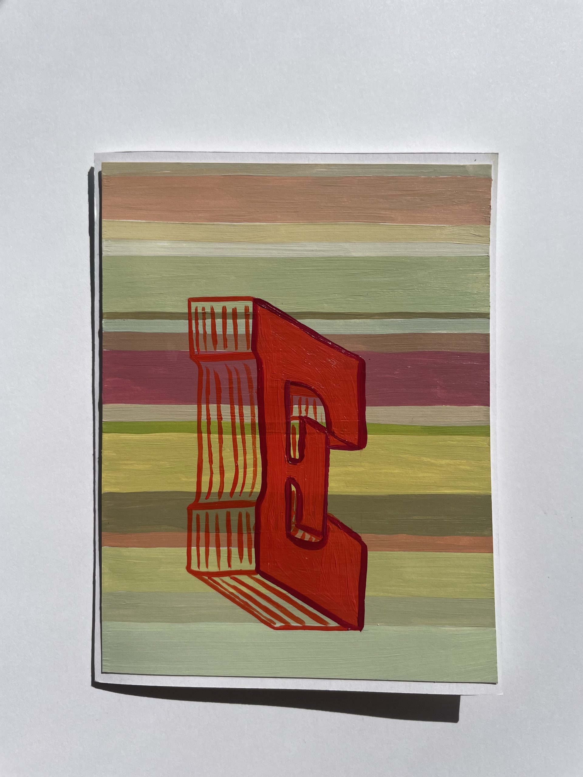 Letter E: Hand-painted Card