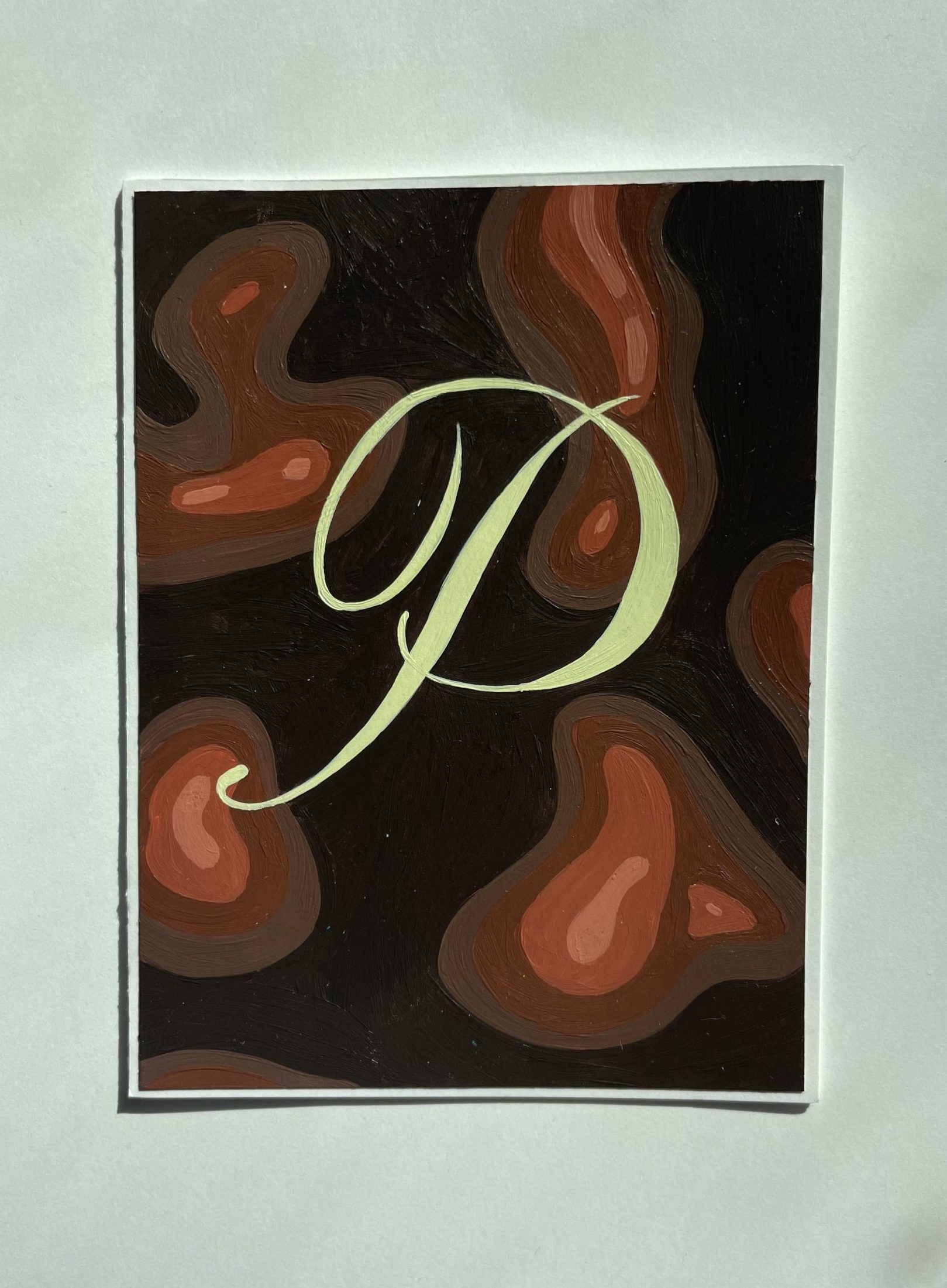 Letter P: Hand-painted Card
