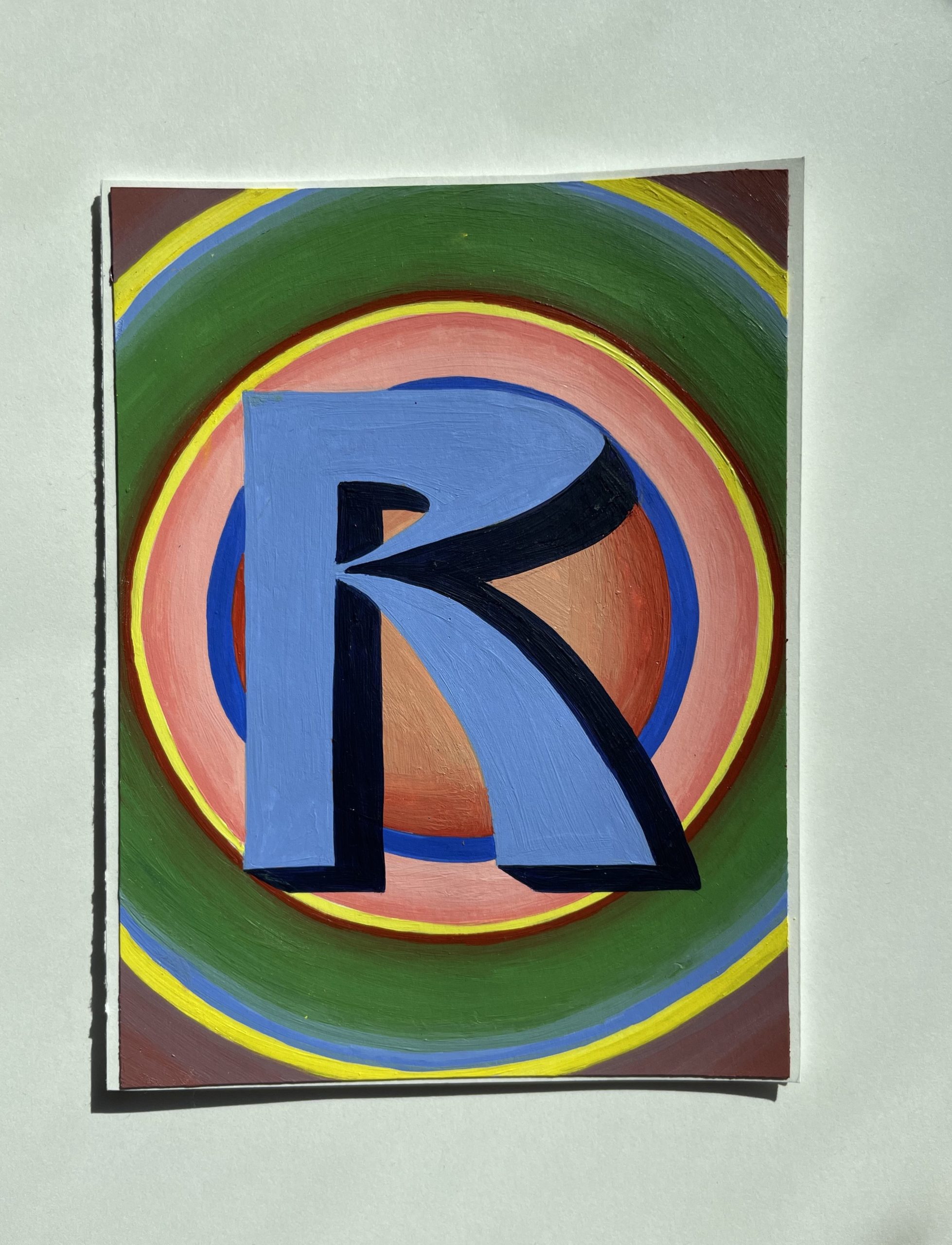 Letter R: Hand-painted Card