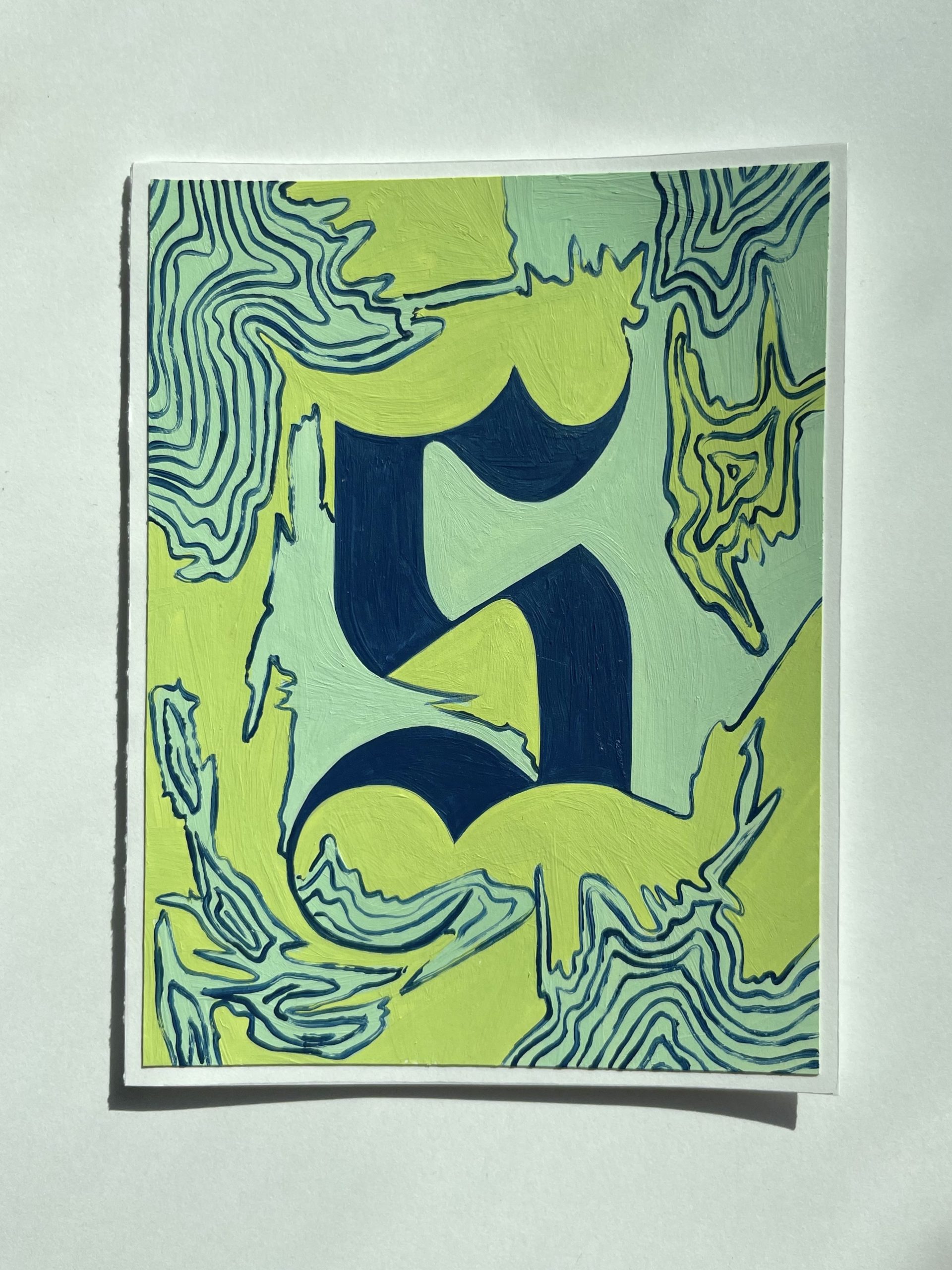 Letter S: Hand-painted Card
