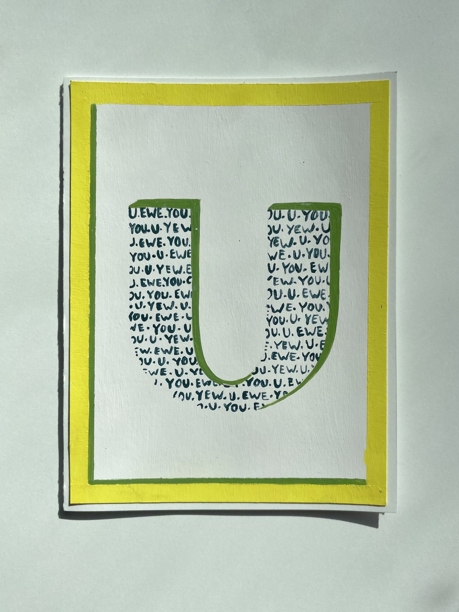 Letter U: Hand-painted Card