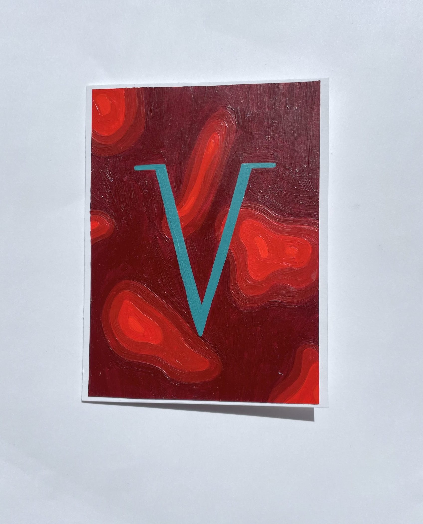 Letter V: Hand-painted Card